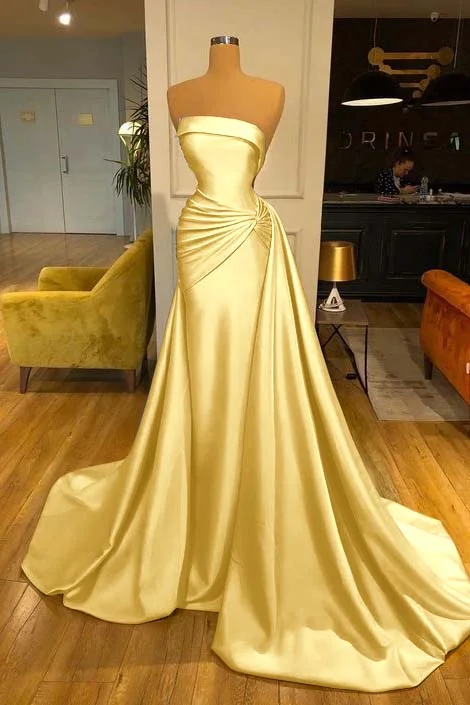 Elegant Strapless Baby Blue Mermaid Evening Dress Long With Ruffle PD0616