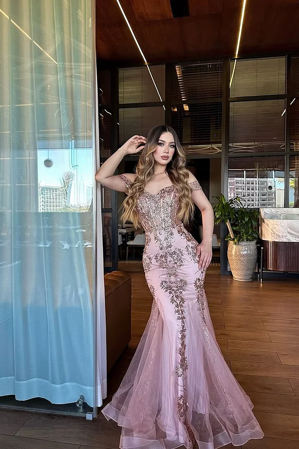 Daisda Sleeveless Strapless Mermaid Embroidery Prom Dress