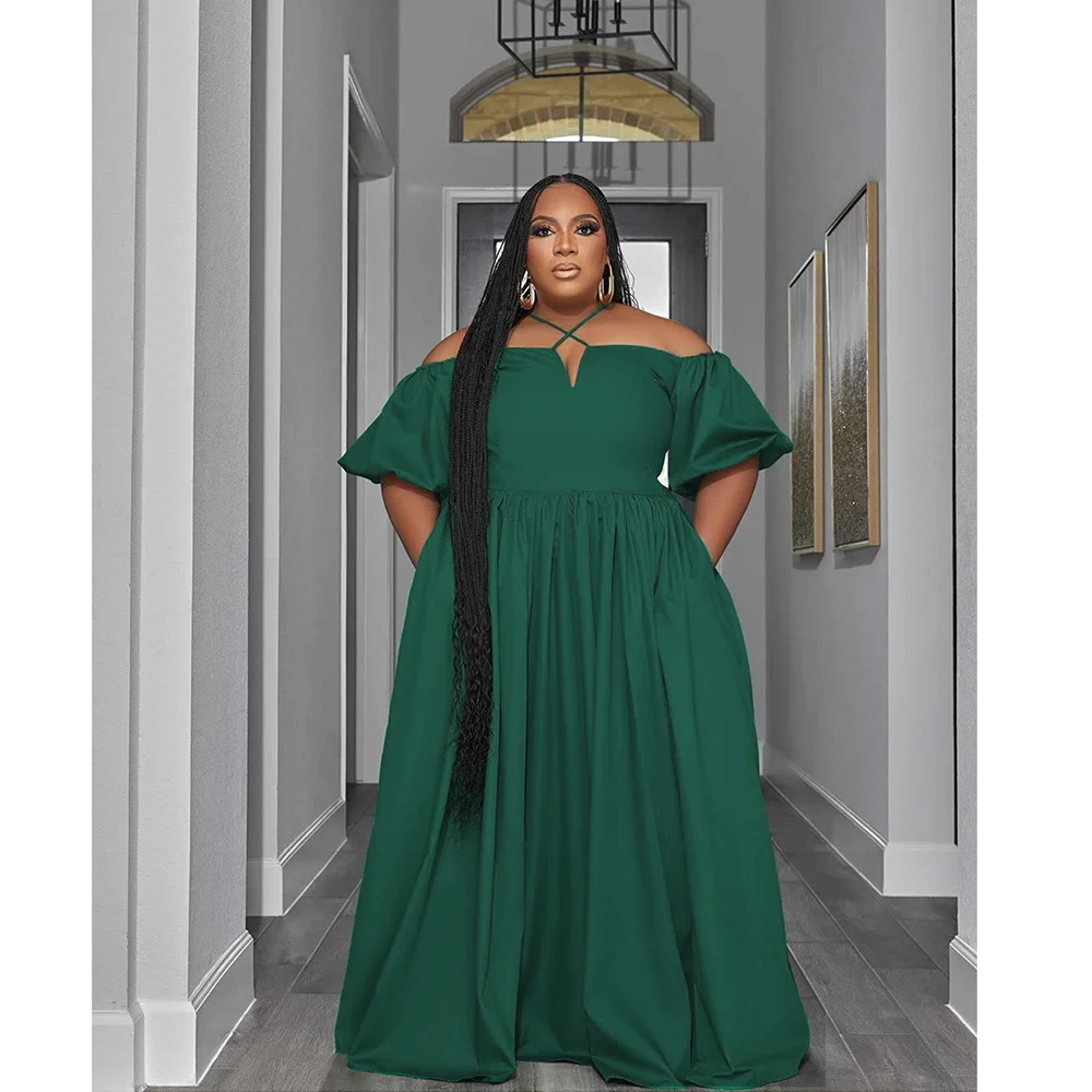 Solid Color Suspender Loose Plus Size Dress | IFYHOME