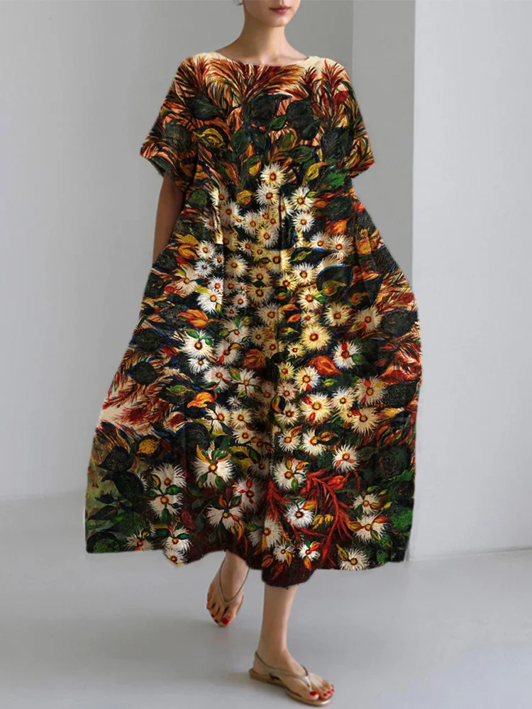 Women's Casual Oil Painting Print Dress