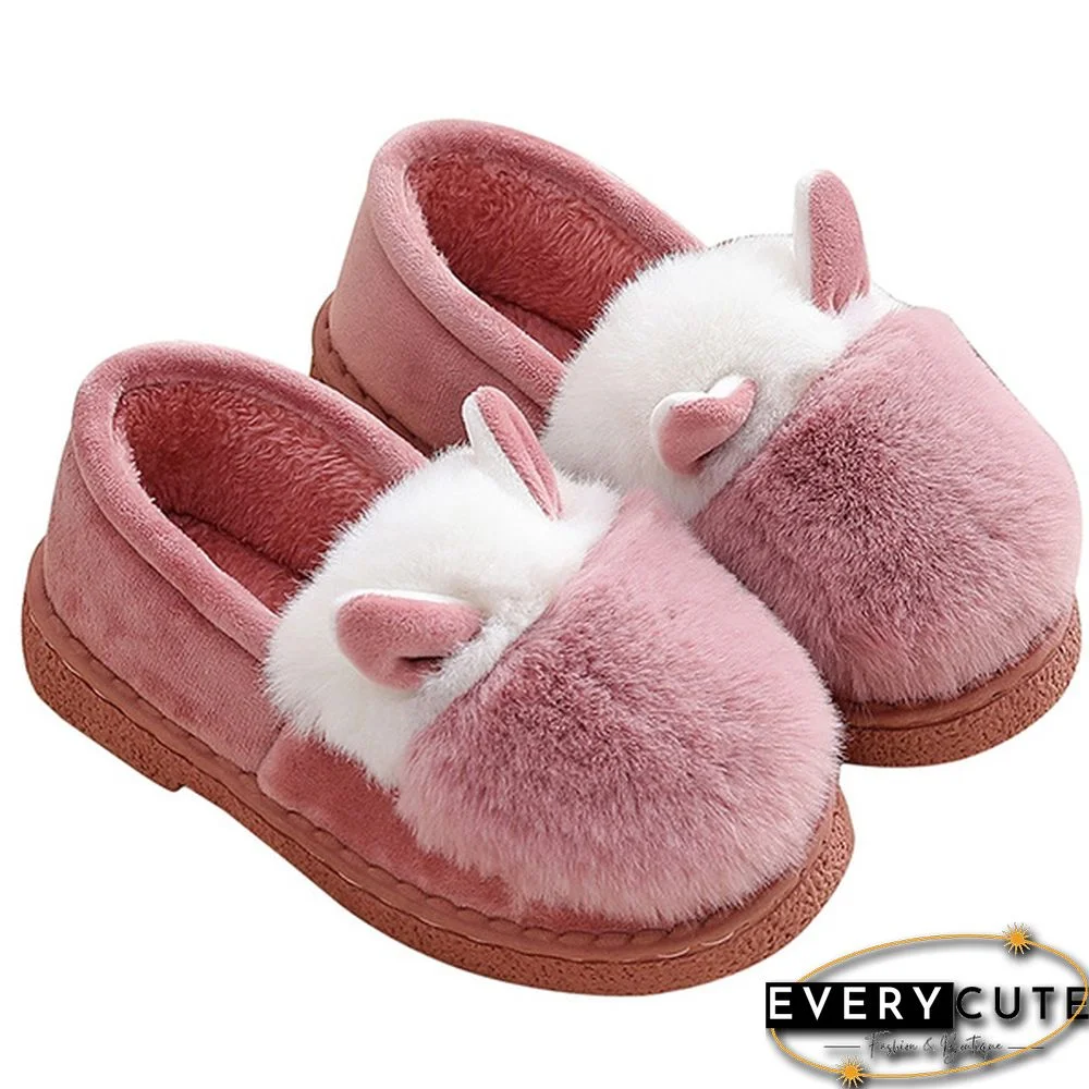 Fashion Autumn Winter Cotton Slippers Rabbit Ear Home Indoor Slippers Winter Warm Shoes Womens Cute Plush Slippers Office Shoes