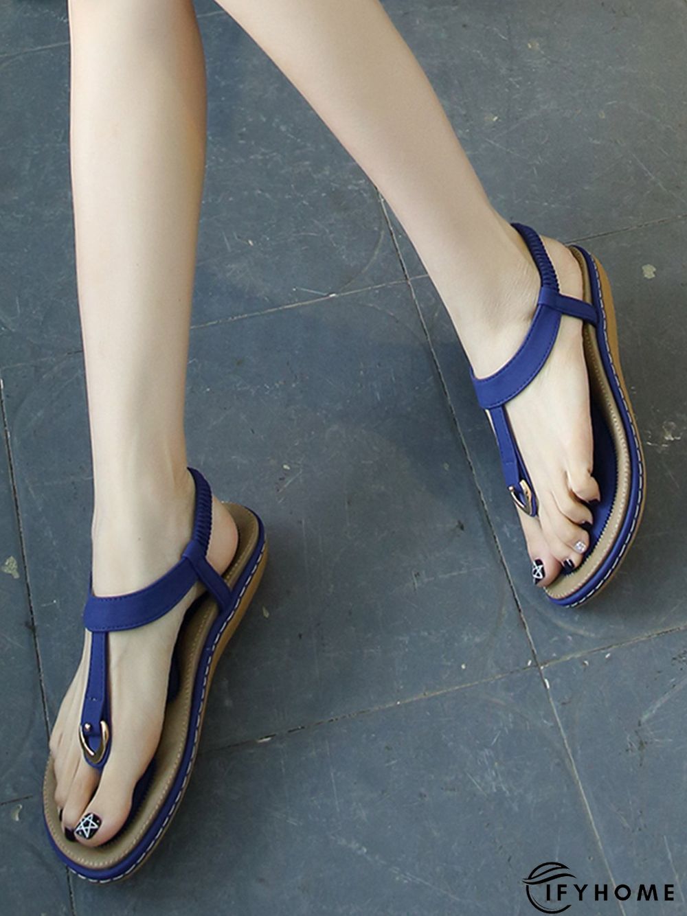 Women's Beach Metal Buckle Trim Flip-On Sandals | IFYHOME