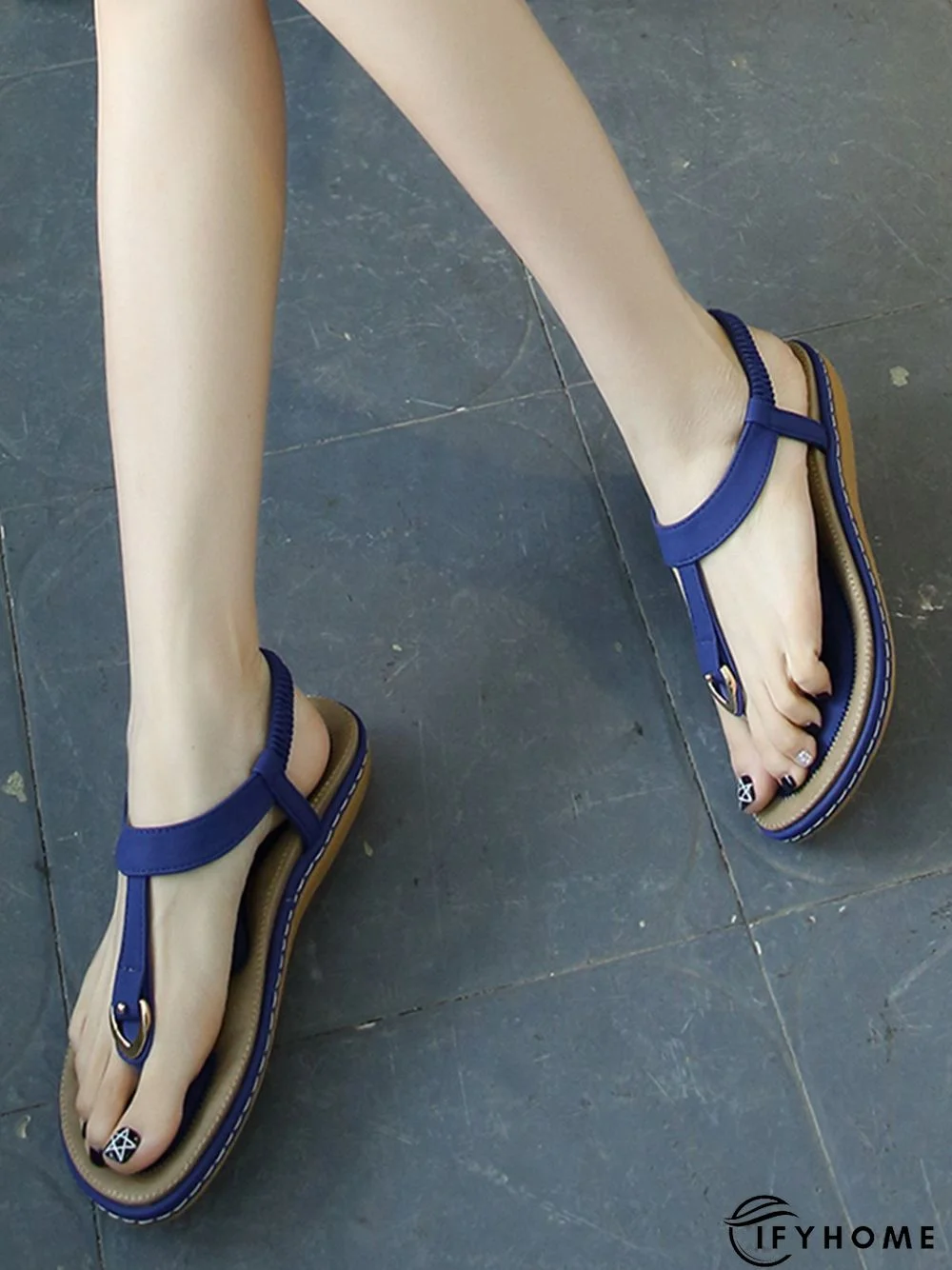 Women's Beach Metal Buckle Trim Flip-On Sandals | IFYHOME