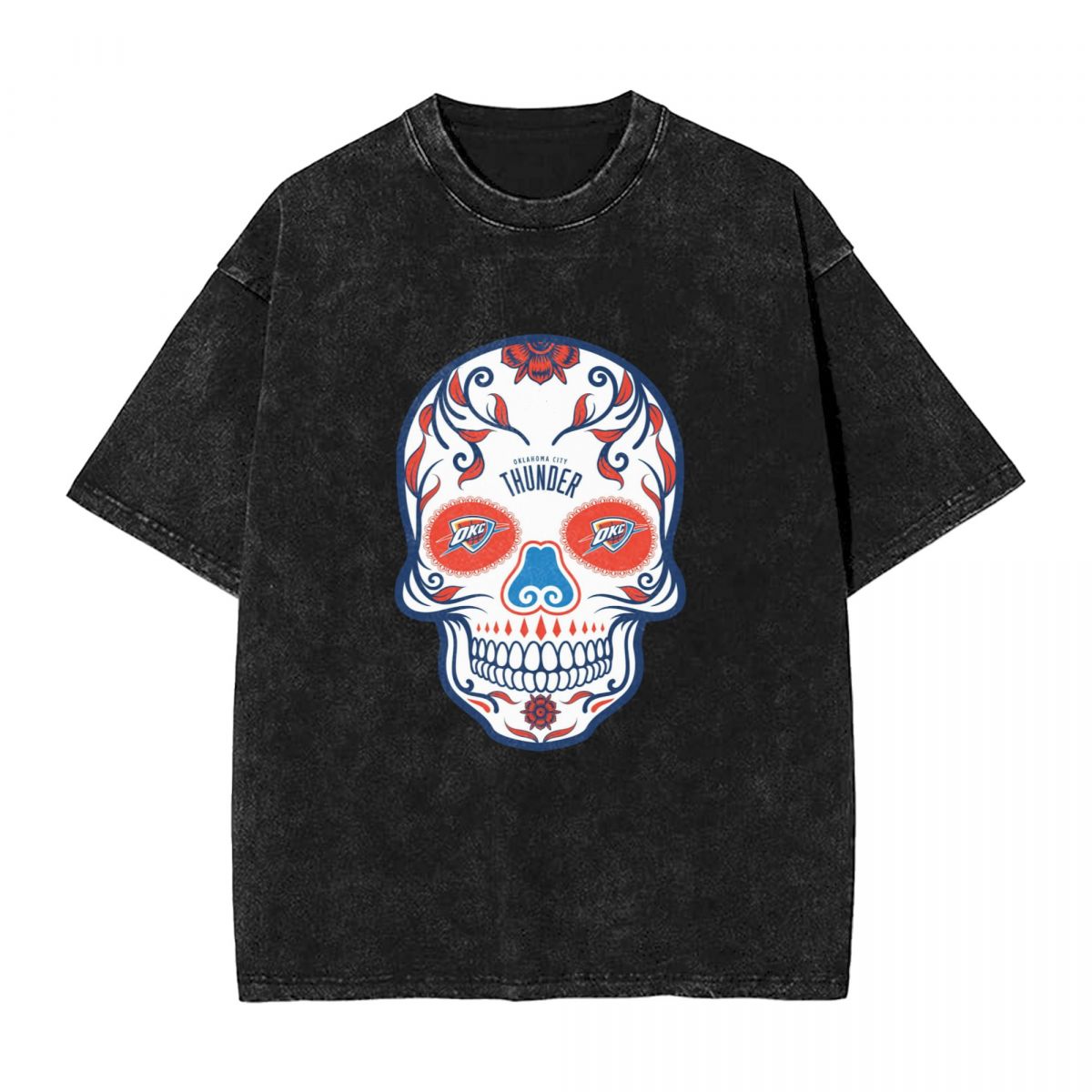 Oklahoma City Thunder Skull Vintage Oversized T-Shirt Men's
