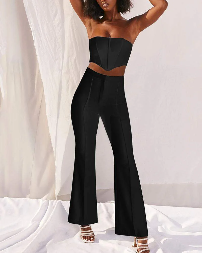 Sexy Chest Wrap Pant Suit