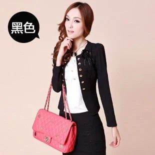 Women Blazers 2018 Plus Size L~4XL 5XL Outwear Casual Slim Short Lady Blasers Coats Jackets with Brooch Chaqueta Mujer Jaqueta