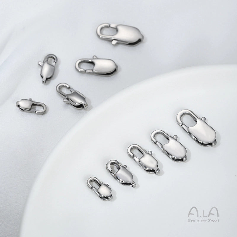 1 Piece 6*11mm Titanium Steel Solid Color Polished Jewelry Buckle Jewelry Accessories