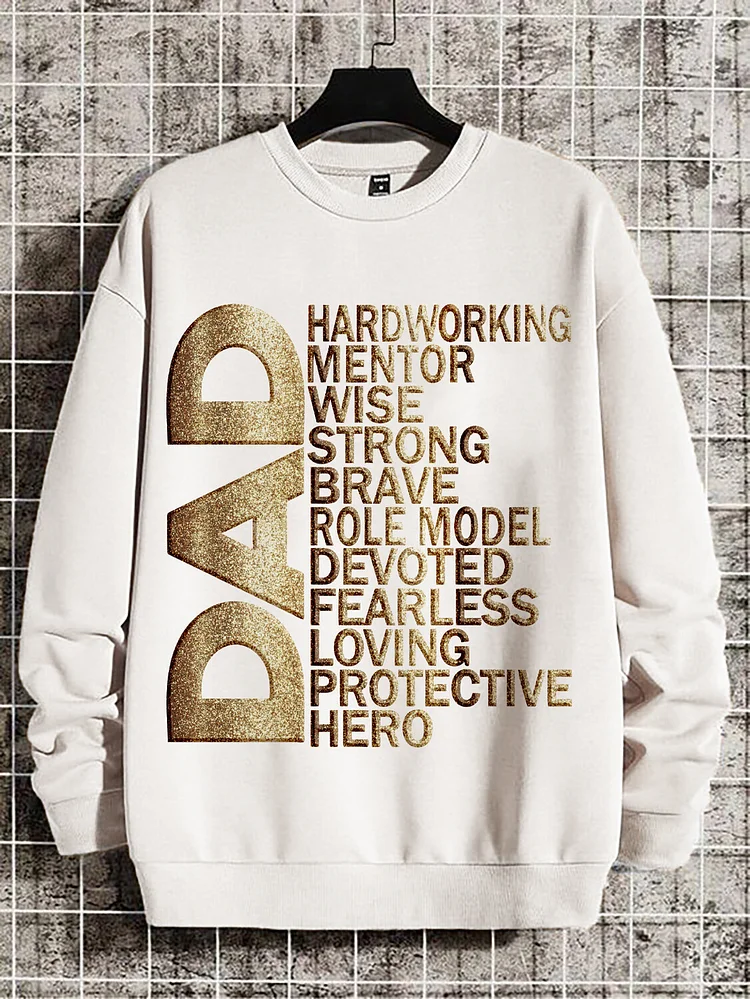 Men's Perfect Great Dad Print Cotton Casual Sweatshirt