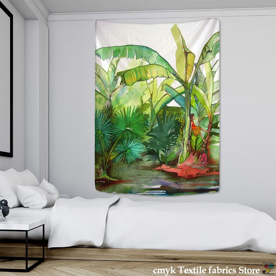 Palm Plant Tapestry Wall Hanging Hippie Bohemian Psychedelic Colorful Art Ins Style TAPIZ Room Home Decor