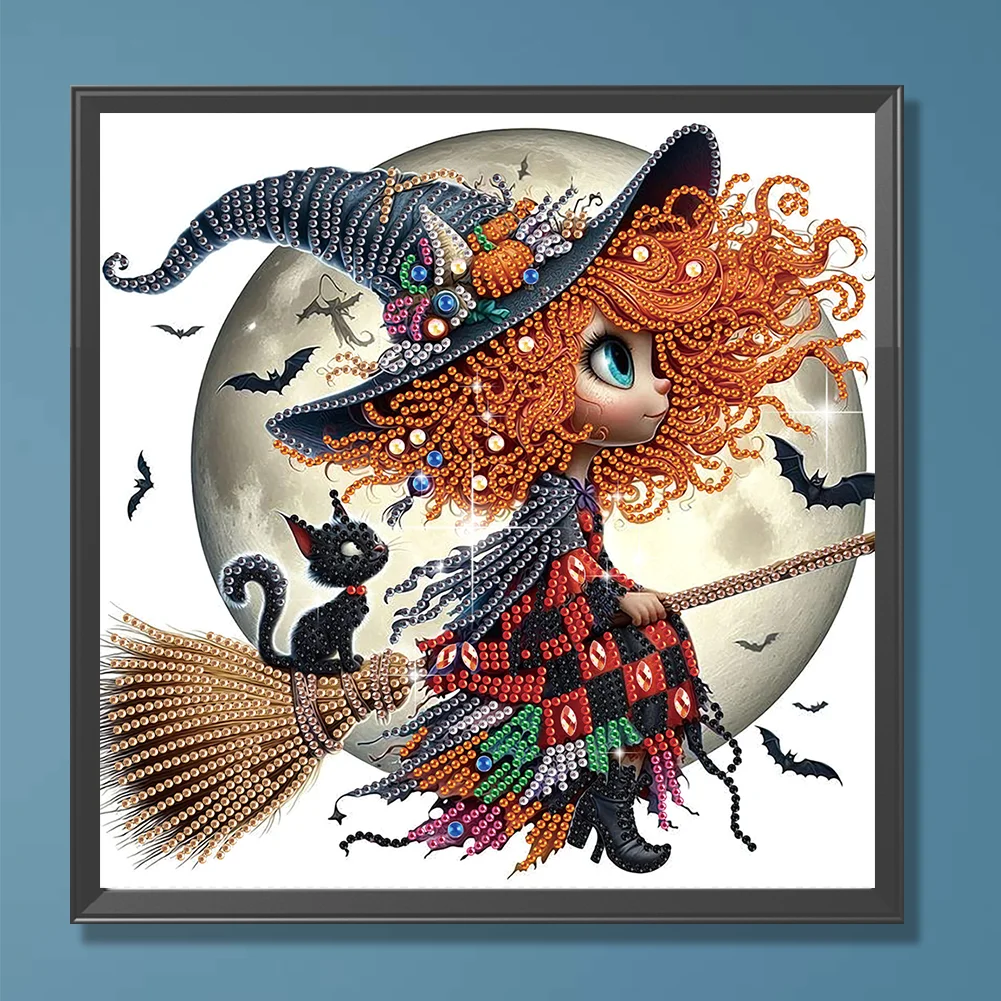 Diamond Painting - Partial Special Shaped Drill - Halloween Witch(Canvas|30*30cm)