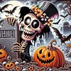 Diamond Painting - Partial Special Shaped Drill - Halloween Skeleton(Canvas|30*30cm)