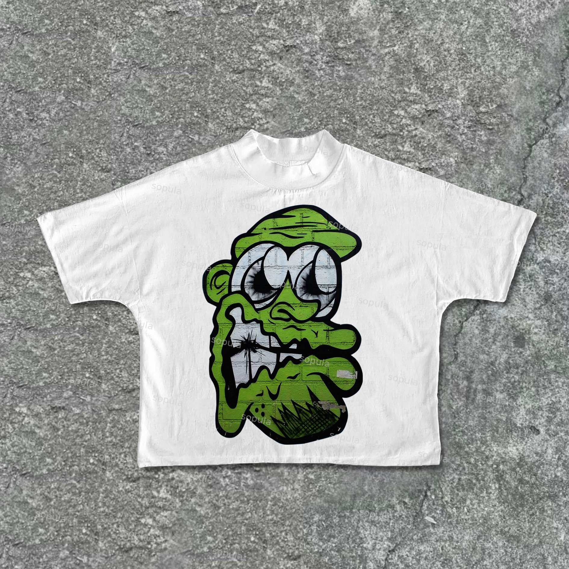 Sopula Vintage Cartoon Monster Graphic Print Cropped T-Shirts - Sopula｜Premium Graphic Tees & Graphic Clothing