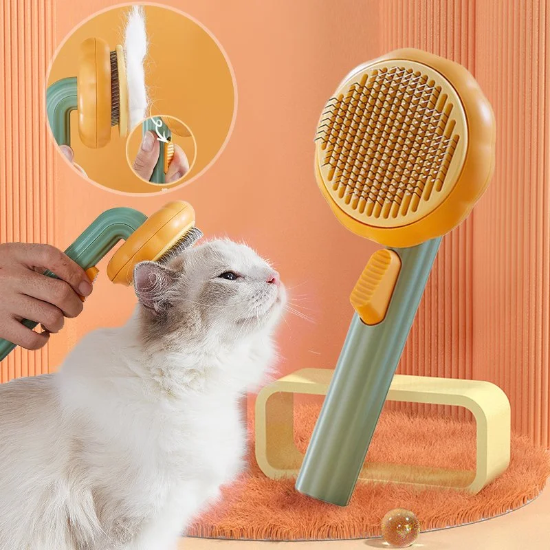 🎉Hot Selling🐈Pumpkin Pet CombPet Grooming Self Cleaning Slicker Brush for Dogs Cats Puppy Rabbit