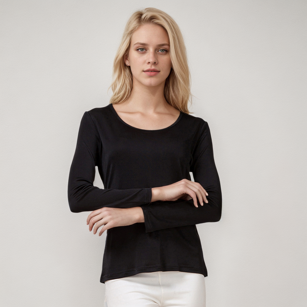 Women's Round Neck Silk Base Layer REAL SILK LIFE