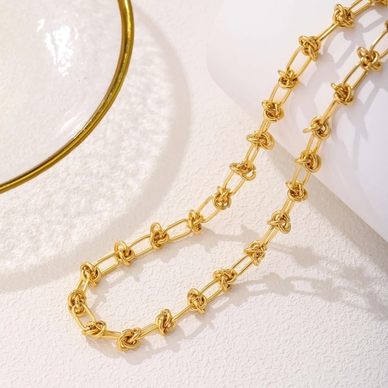 Hip-Hop Punk Solid Color Titanium Steel 18K Gold Plated Bracelets Necklace