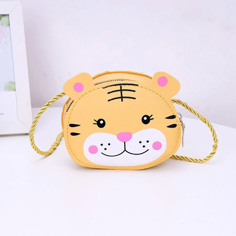 Kid’S Small Pu Leather Animal Elegant Streetwear Square Zipper Shoulder Bag Coin Purse