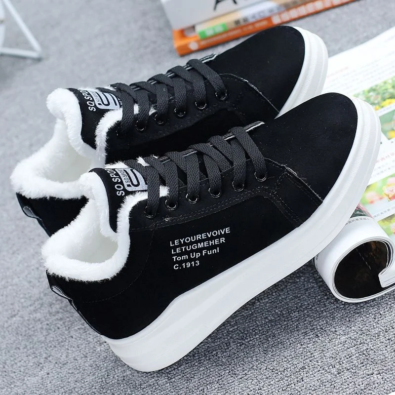 Christmas Gift Winter Brand Women Shoes Warm Fur Plush Lady Casual Shoes Lace Up Fashion Sneakers Zapatillas Mujer Platform Snow Boots Mujer