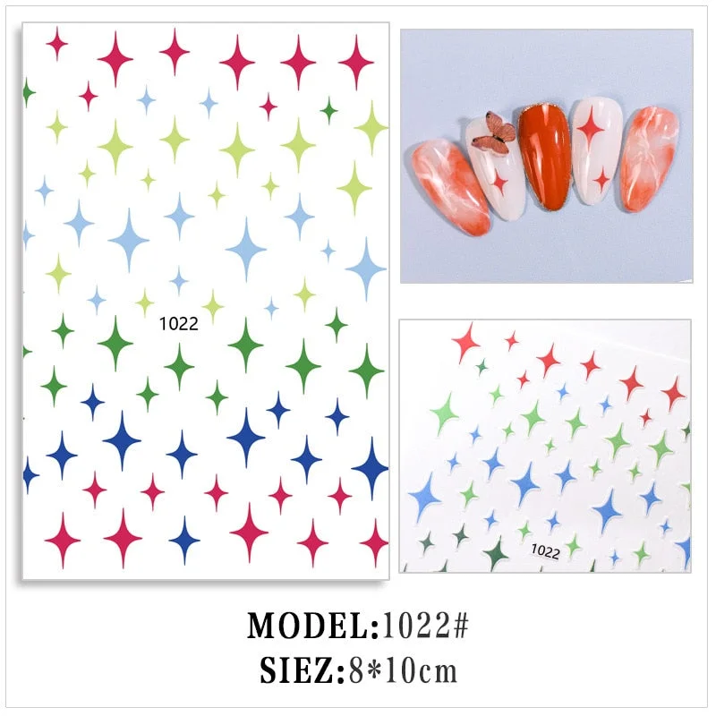 1pcs 3D Nail Sticker Black Heart Love Self-Adhesive Slider Letters Nail Art Decorations Stars Decals Manicure Accessories-Nail Inspo