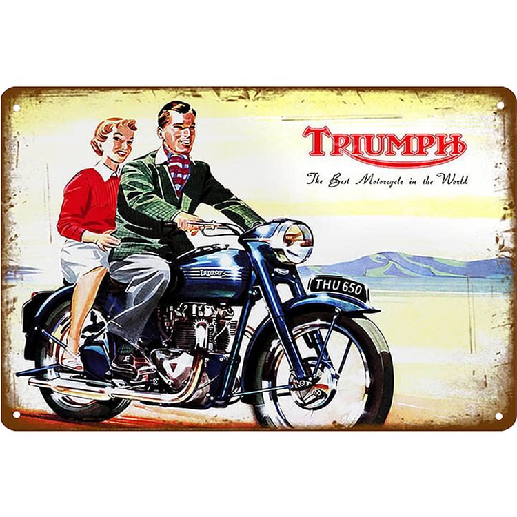 Moto Triumph - Enseigne Vintage Métallique/enseignes en bois - 20*30cm/30*40cm