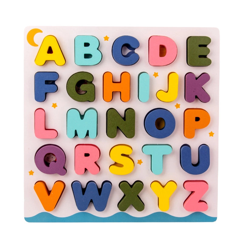 Wooden Colorful Alphabet Number Cognitive Matching Puzzle Kids Toys