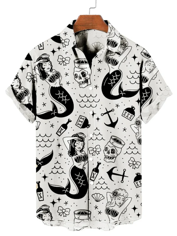Broswear Casual Holiday Vintage Graphic Print Short Sleeve Shirt