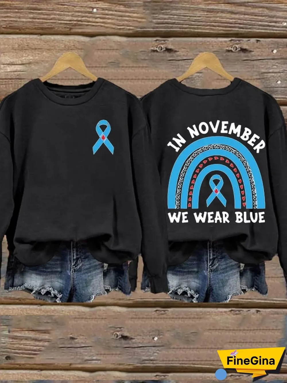 Women's Diabetes Awareness In November We Wear Blue Print Casual Sweatshirt