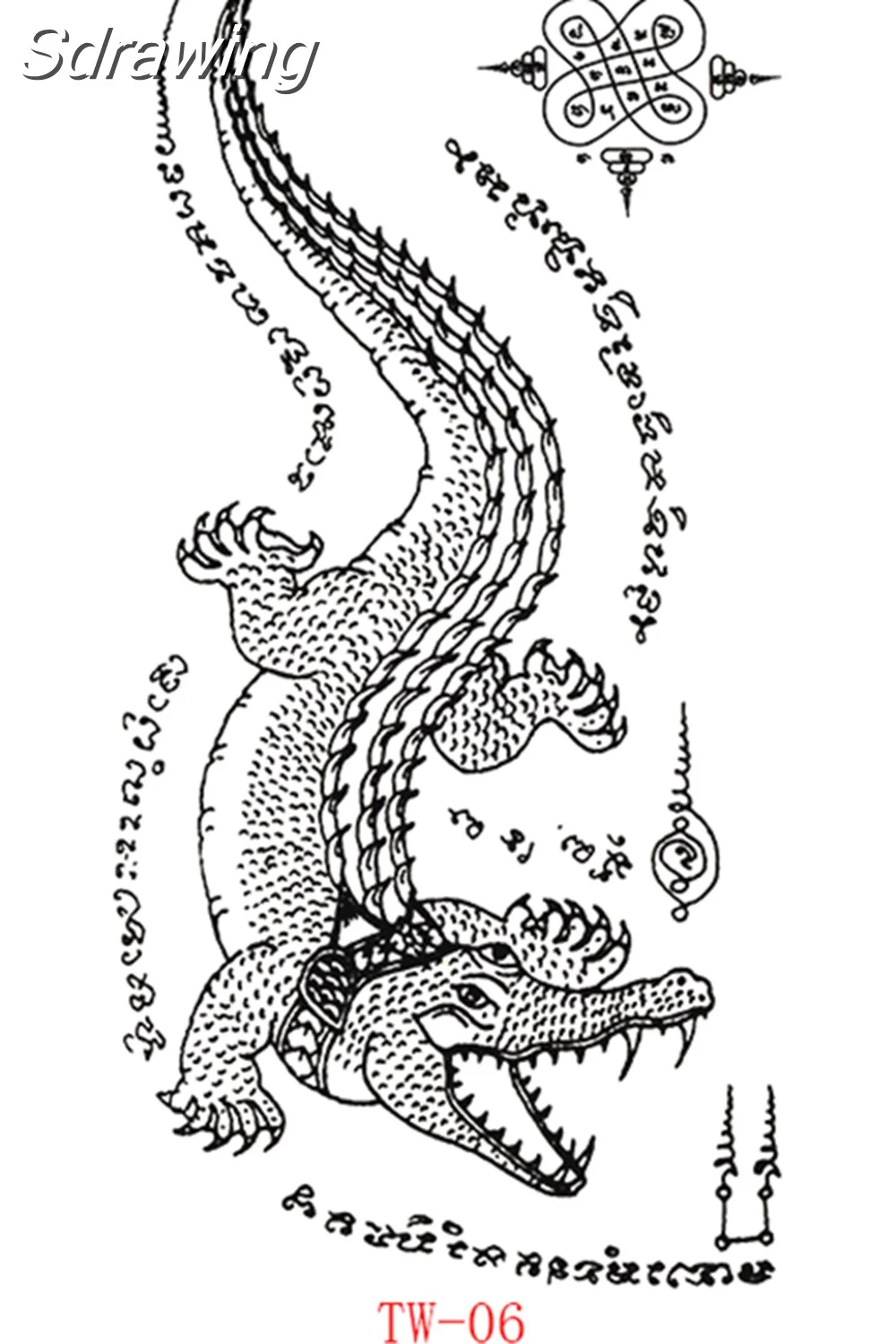 Sdrawing Tattoo Stickers Tiger Thailand Style Men and Women Back Hand and Leg Fake Tattoo