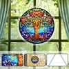 (25cm)DIY Acrylic Jigsaw Puzzle Window Hanging with Hanging Chain DIY Stained Glass Decoration Round Window Puzzle Decor for DIY Craft Project (Floral Tree of Life)