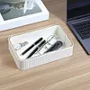 [US Local Warehouse] Valet Tray Multi-Function Desktop Organizer Tray PU Leather Storage Box (White)