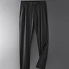 Summer Men's 2023 New High Elastic Quick Dry Ice Silk Straight Suit Pants
