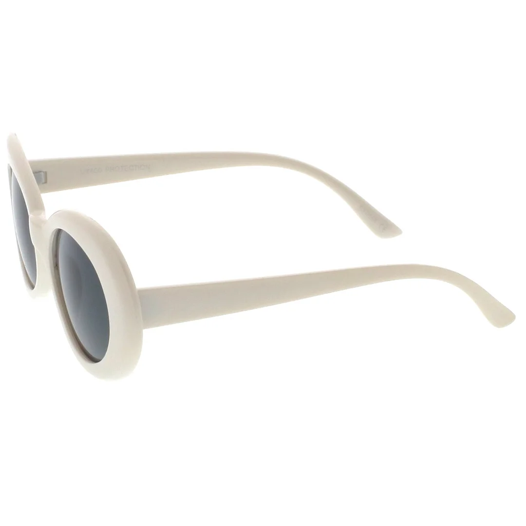 Retro Oval glasses With Tapered Arms Neutral Colored Round Lens  51mm