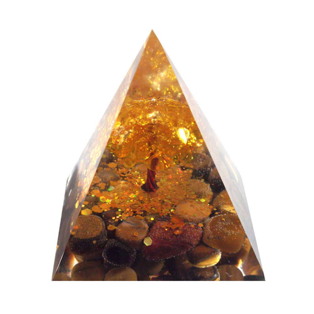 Orgonite Pyramid Amethyst Peridot Chakra Healing Energy Crystal Craft (B)
