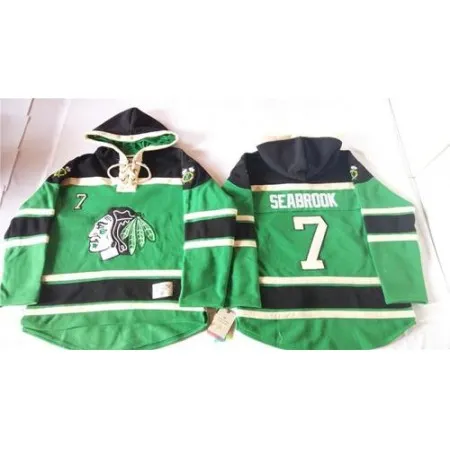 Blackhawks #7 Brent Seabrook Green St. Patrick's Day McNary Lace Hoodie Stitched NHL Jersey