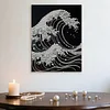 (30x40cm)Waves DIY Pearl Painting Framed Grape Handmade Pearl Material Art Kit Living Room Decor