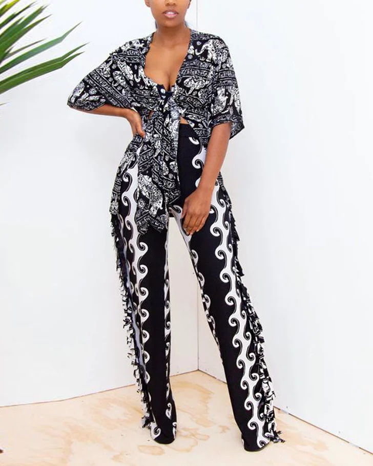 Fringe Printed Pants