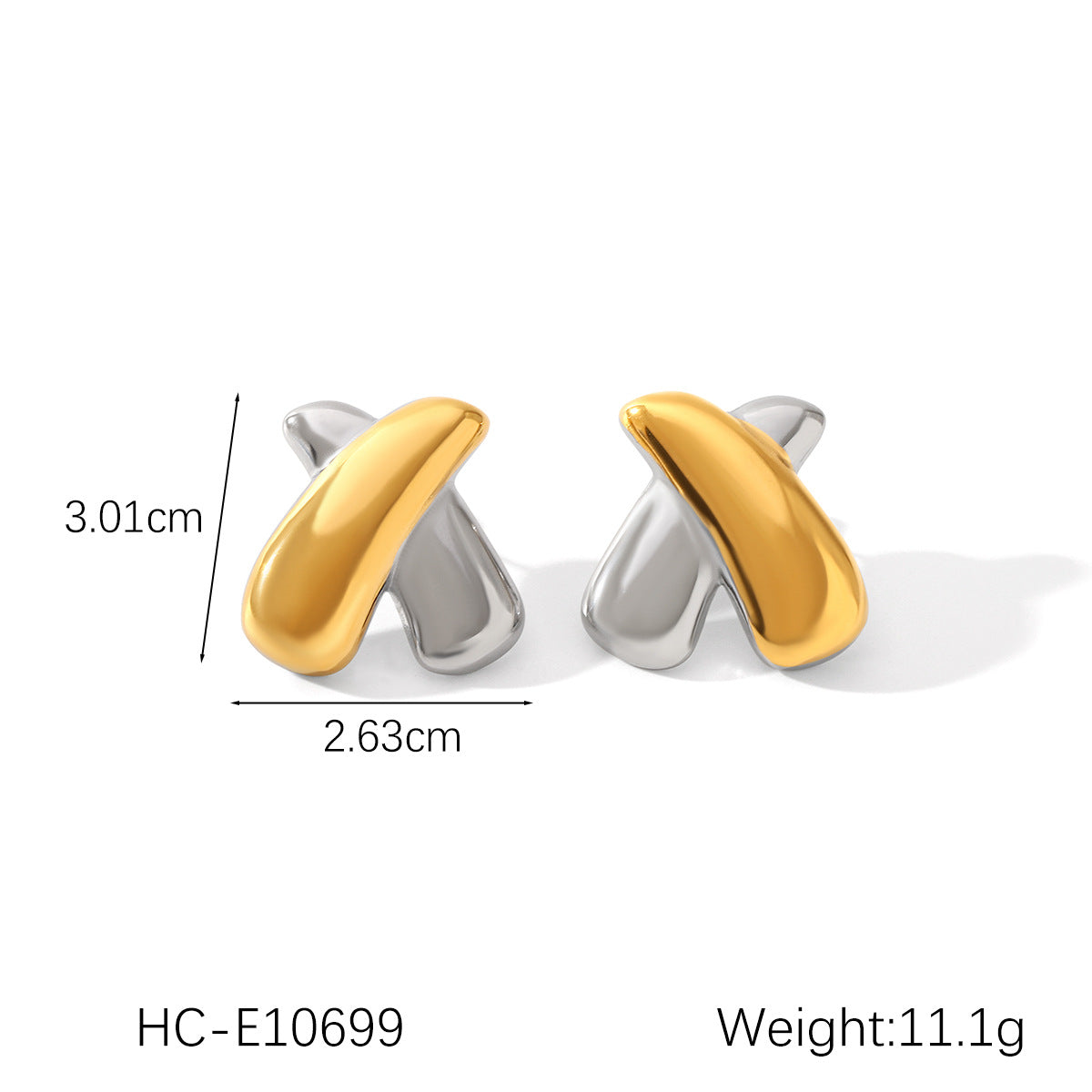 Gold And Silver Color Matching Geometric Stainless Steel Earrings For Women Niche Titanium Steel Earrings