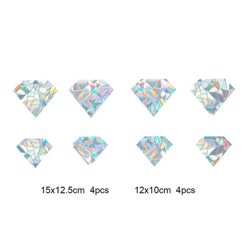 9pcs Electrostatic Glass Stickers Cat Hummingbird Trumpet Rainbow Prism PVC Glue-free Window Film Removable Glass Window Grilles
