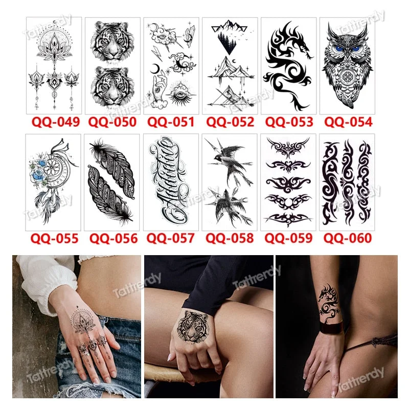 12Pcs/Set Waterproof Temporary Tattoo Sticker Small Rose Daisy Peony Flash Tatoo Flower Hand Ankle Wrist Fake Tatto For Body Art