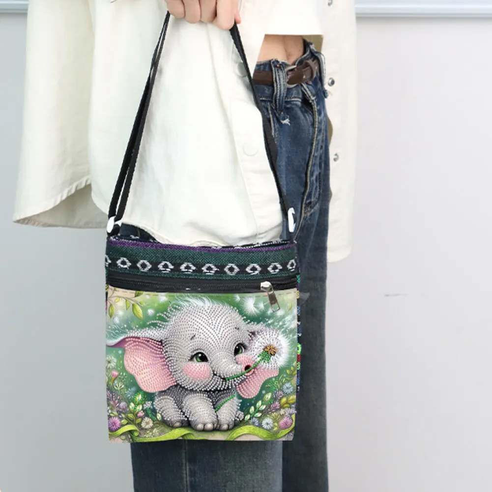 Baby Elephant 5D DIY Diamond Painting Shopper Bag Diamond Handmade Satchel Bag