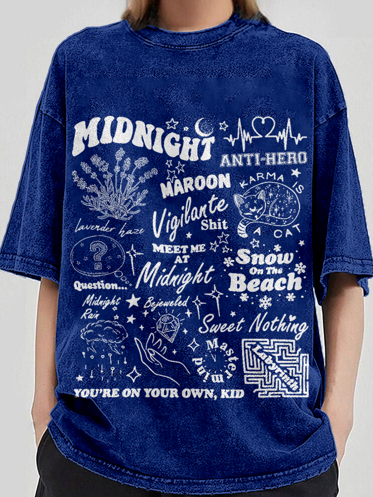 TS Midnights Inspired Graphic Vintage Washed T Shirt