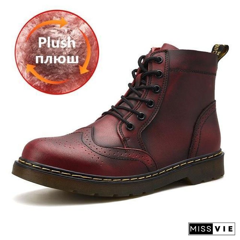 Leather Men Boots Winter Waterproof Ankle Boots Riding Boots Outdoor Working Snow Boots Men Shoes