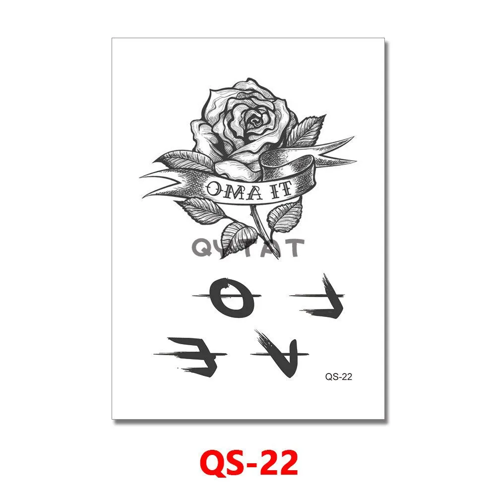 Waterproof Temporary Tattoo Femme Sticker Folower Rose Letter Fake Tatto Hand Back Tatoo Stickers Women Men Body Art Ogreish