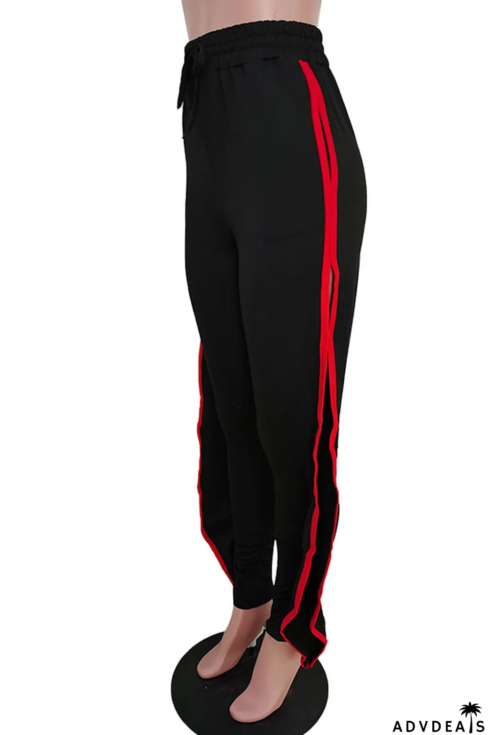 Grey Black Grey Blue Green Yellow Cotton Drawstring Sleeveless Mid Patchwork Solid Split Draped Straight Pants Bottoms