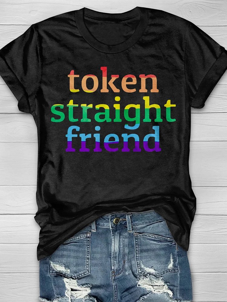Token Straight Friend Print T-shirt socialshop