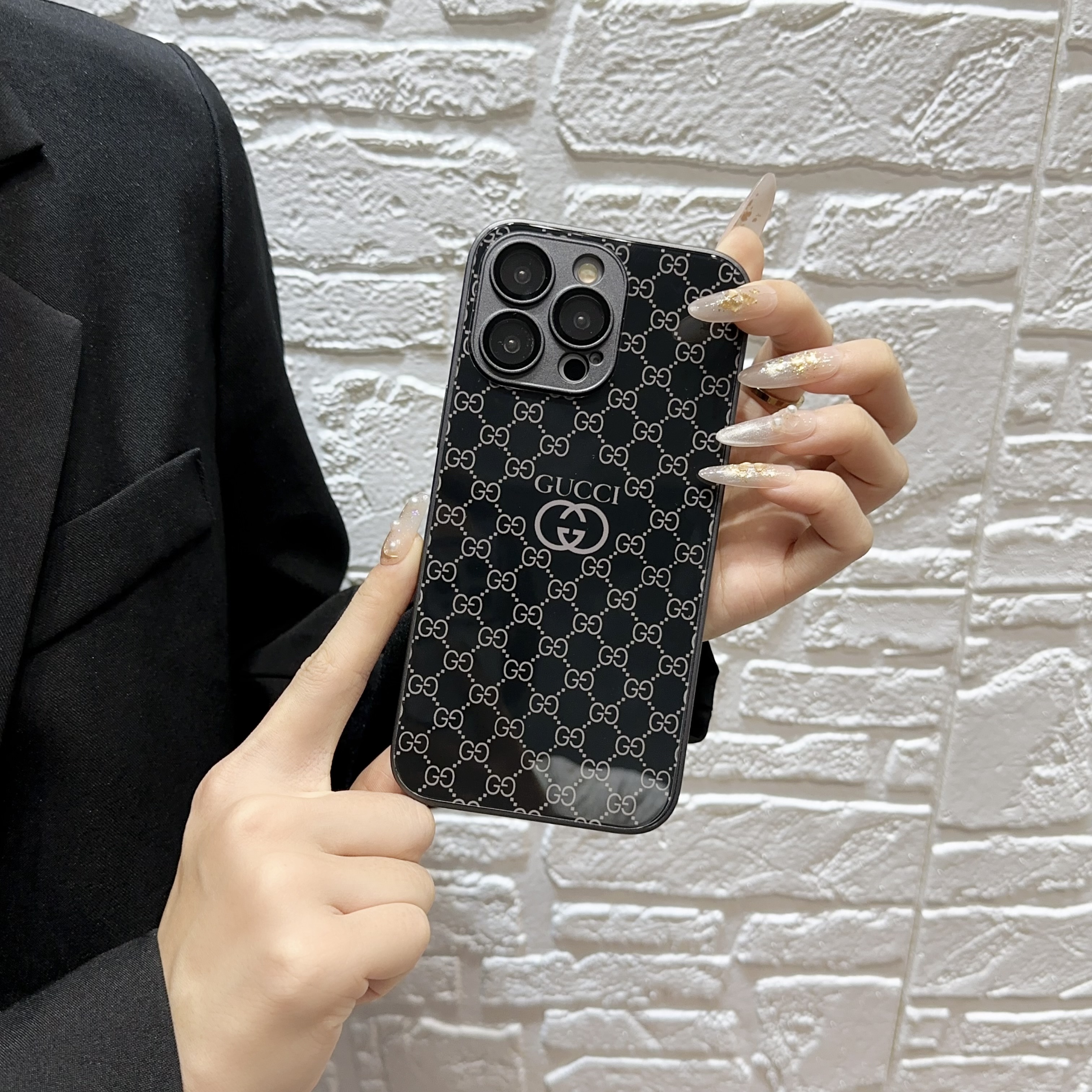 Gucci Monogram Glass Drop Protection Apple iPhone Case