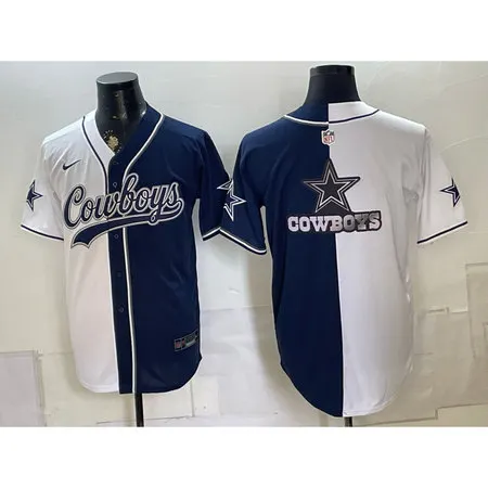 Men's Dallas Cowboys Navy Split Cool Base Stitched Baseball Jersey JC3Y