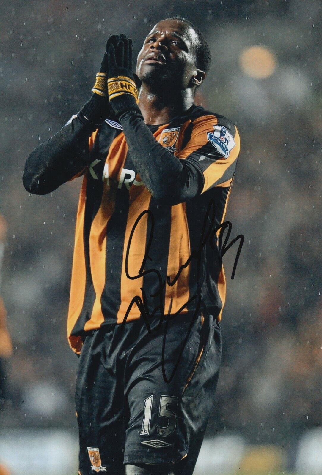 Bernard Mendy Hand Signed 12x8 Photo Poster painting - Hull City - Football Autograph.