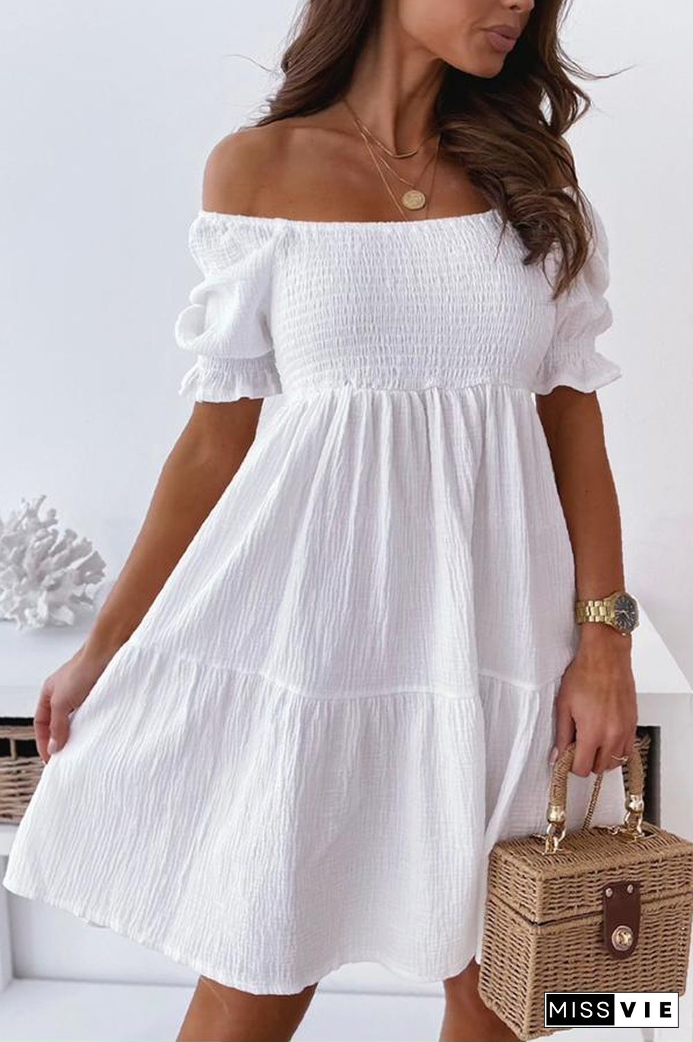 Enchanted Off The Shoulder Smocked Loose Dress