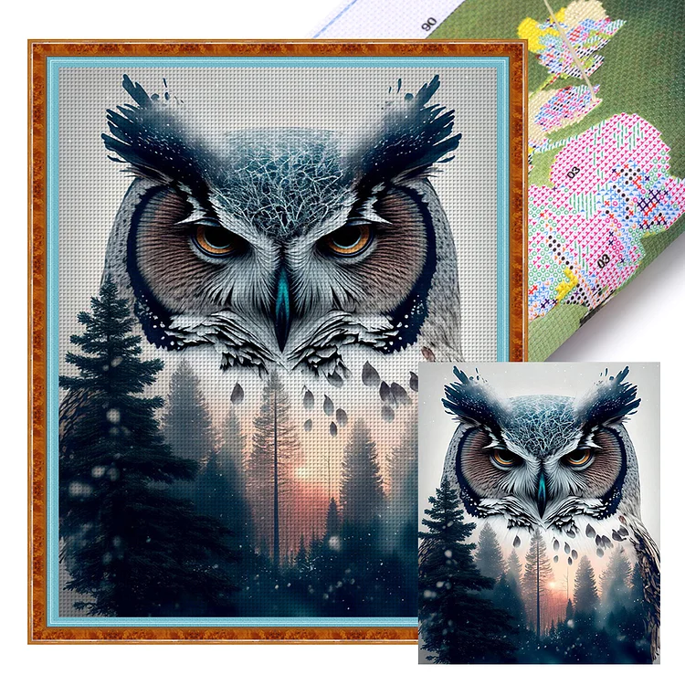 【Huacan Brand】Silhouette Owl(40*50CM)11CT Stamped Cross Stitch gbfke