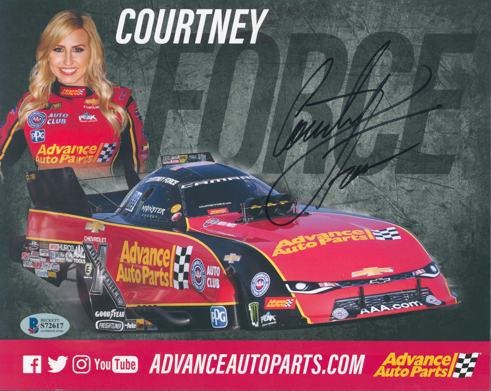 Courtney Force Authentic Signed 8x10 Cardstock Photo Poster painting Autographed BAS #S72617